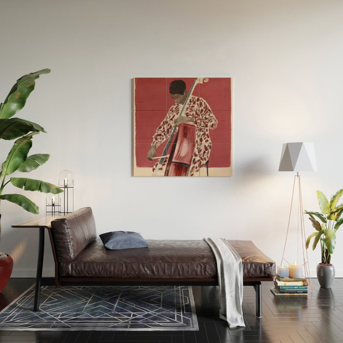 The Double Bassist Wood Wall Art Gallery Image 2