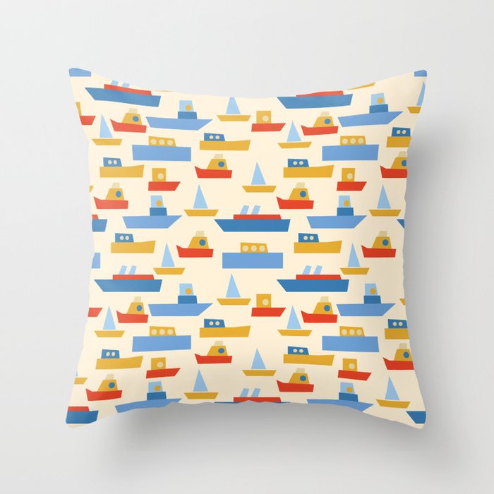 Boats pattern Throw Pillow Gallery Image 6