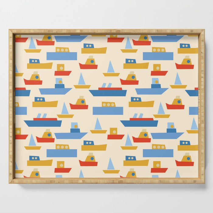 Boats pattern Serving Tray Gallery Image 1