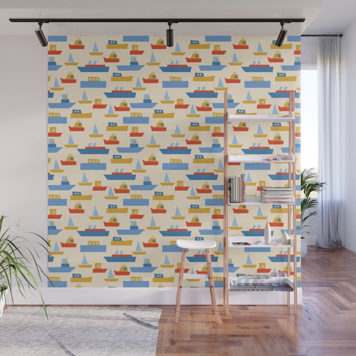 Boats pattern Wall Mural Gallery Image 1