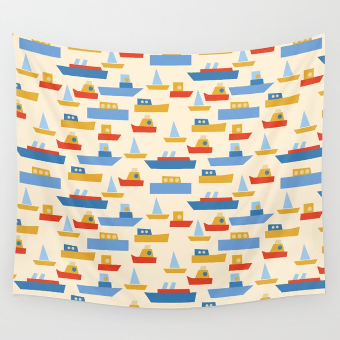 Boats pattern Wall Tapestry Gallery Image 1