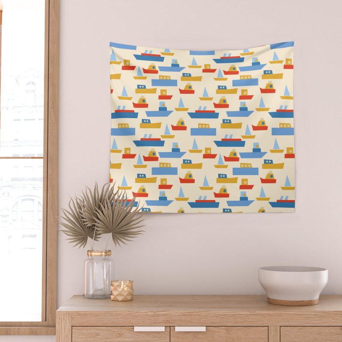 Boats pattern Wall Tapestry Gallery Image 2