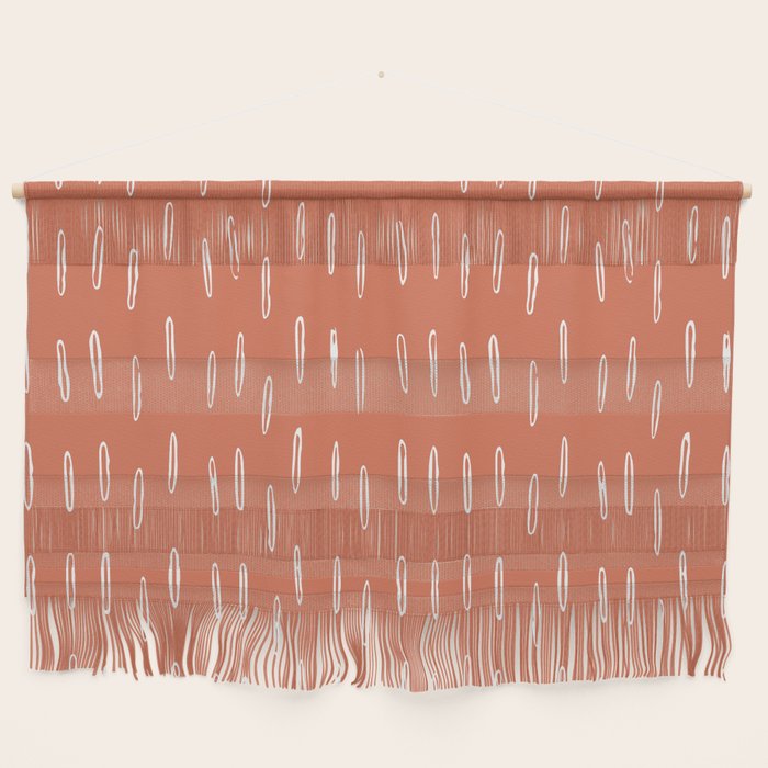 Boho, Raindrops Pattern in Terracotta Wall Hanging Gallery Image 1