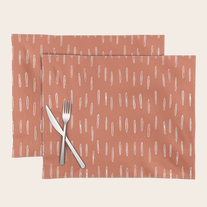 Boho, Raindrops Pattern in Terracotta Placemat Gallery Image 1