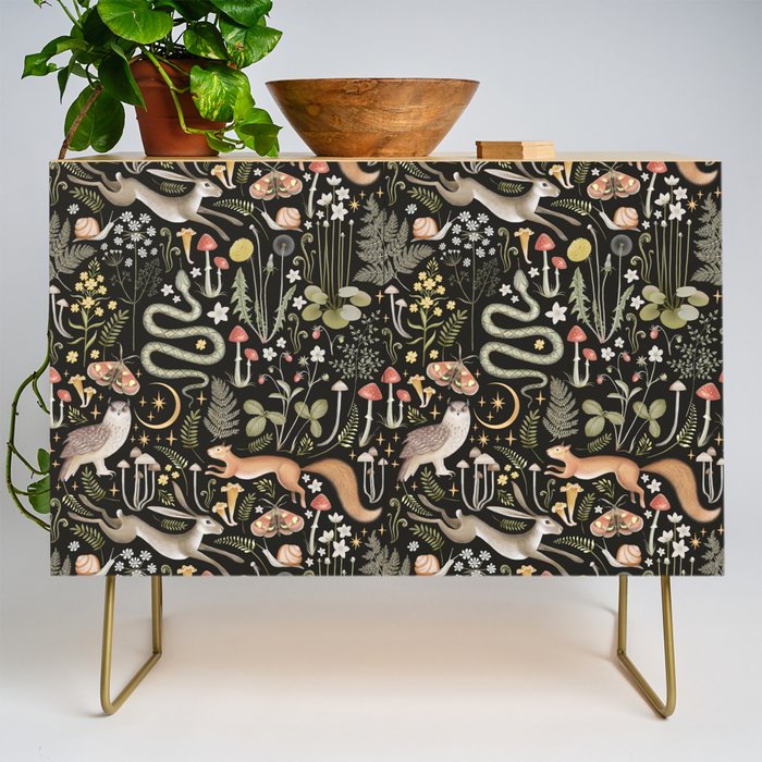 Enchanted Magical Midnight Forest Animals II Credenza Gallery Image 1