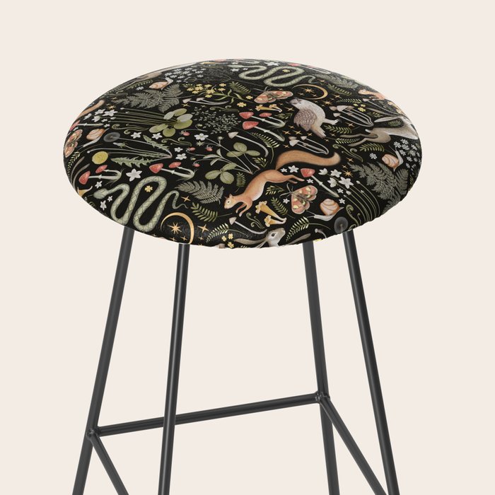 Enchanted Magical Midnight Forest Animals II Stool Gallery Image 2