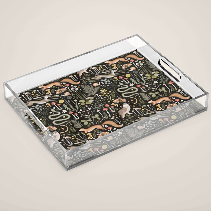 Enchanted Magical Midnight Forest Animals II Acrylic Tray Gallery Image 1