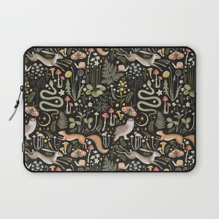 Enchanted Magical Midnight Forest Animals II Laptop Sleeve Gallery Image 1