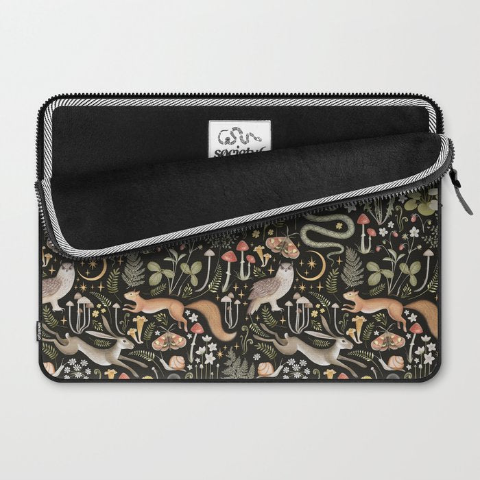 Enchanted Magical Midnight Forest Animals II Laptop Sleeve Gallery Image 2