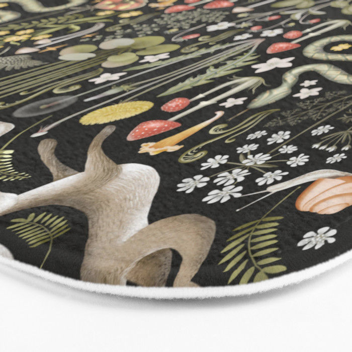 Enchanted Magical Midnight Forest Animals II Bath Mat Gallery Image 3