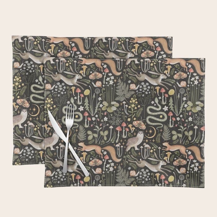 Enchanted Magical Midnight Forest Animals II Placemat Gallery Image 1