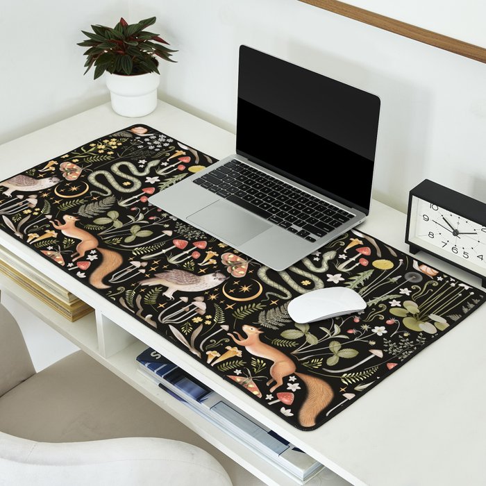 Enchanted Magical Midnight Forest Animals II Desk Mat Gallery Image 2