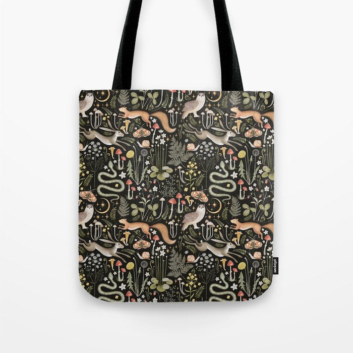 Enchanted Magical Midnight Forest Animals II Tote Bag Gallery Image 1