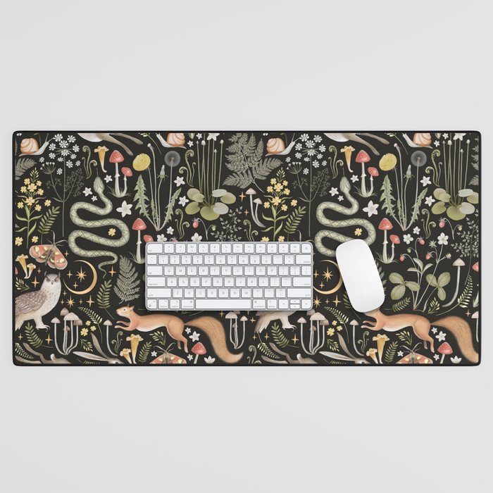 Enchanted Magical Midnight Forest Animals II Desk Mat Gallery Image 1