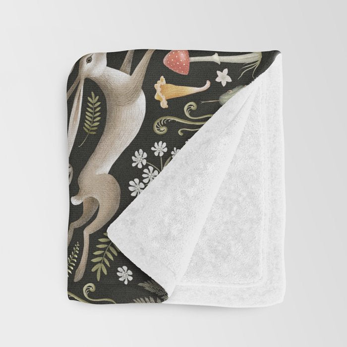 Enchanted Magical Midnight Forest Animals II Throw Blanket Gallery Image 3