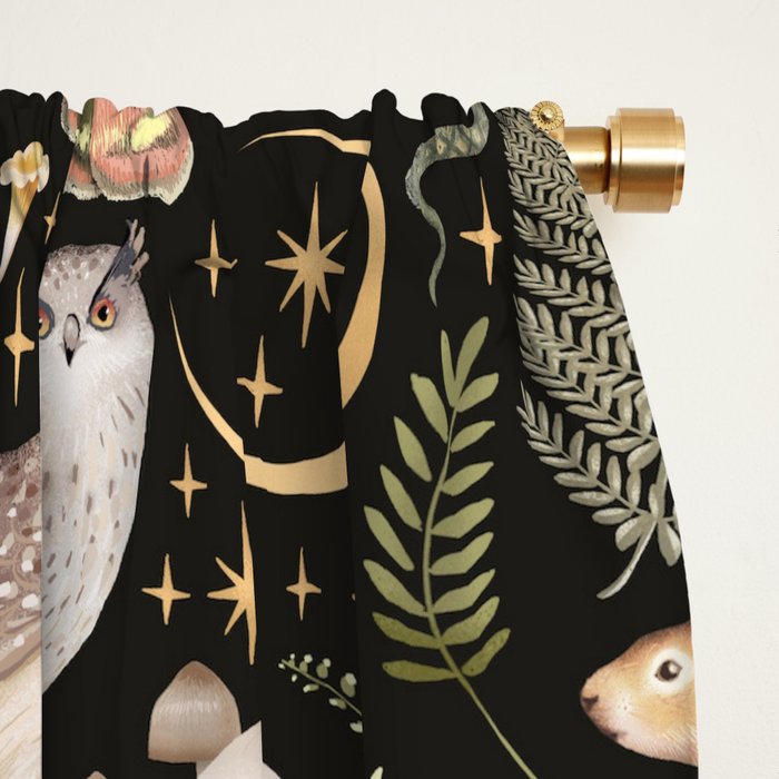 Enchanted Magical Midnight Forest Animals II Window Curtain Gallery Image 2