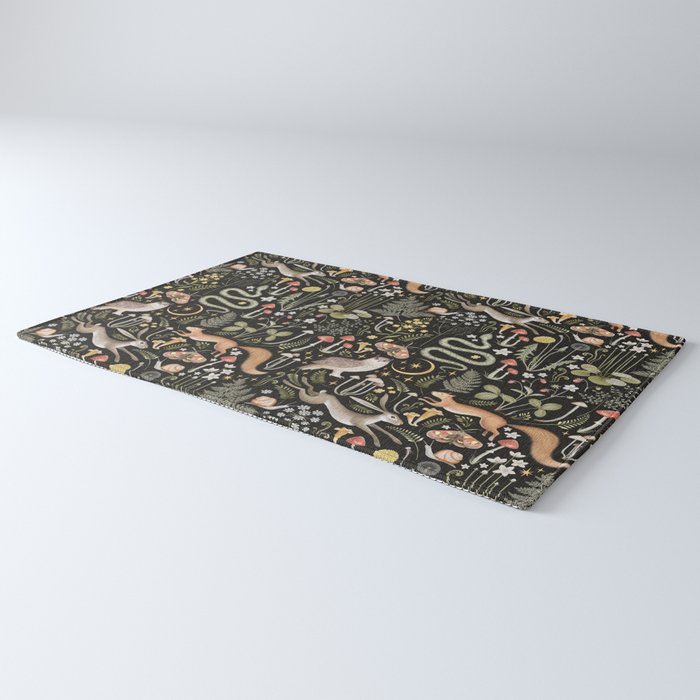 Enchanted Magical Midnight Forest Animals II Rug Gallery Image 3