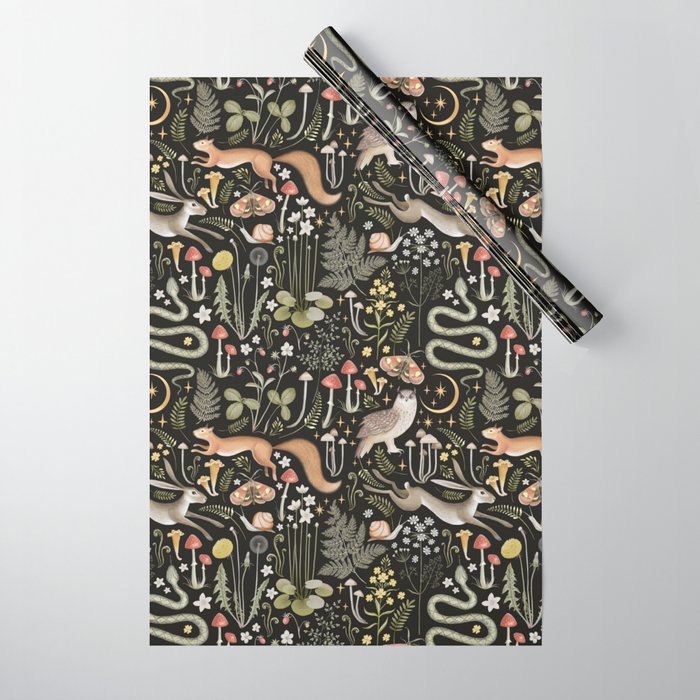 Enchanted Magical Midnight Forest Animals II Wrapping Paper Gallery Image 1