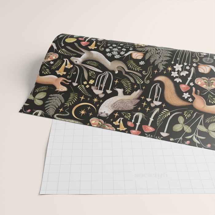 Enchanted Magical Midnight Forest Animals II Wrapping Paper Gallery Image 2