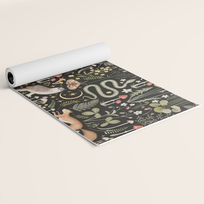 Enchanted Magical Midnight Forest Animals II Yoga Mat Gallery Image 2