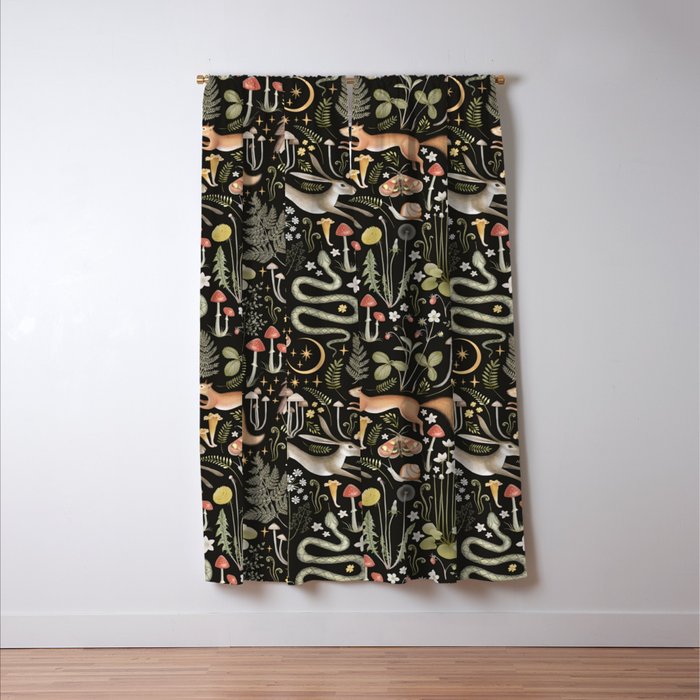 Enchanted Magical Midnight Forest Animals II Window Curtain Gallery Image 3