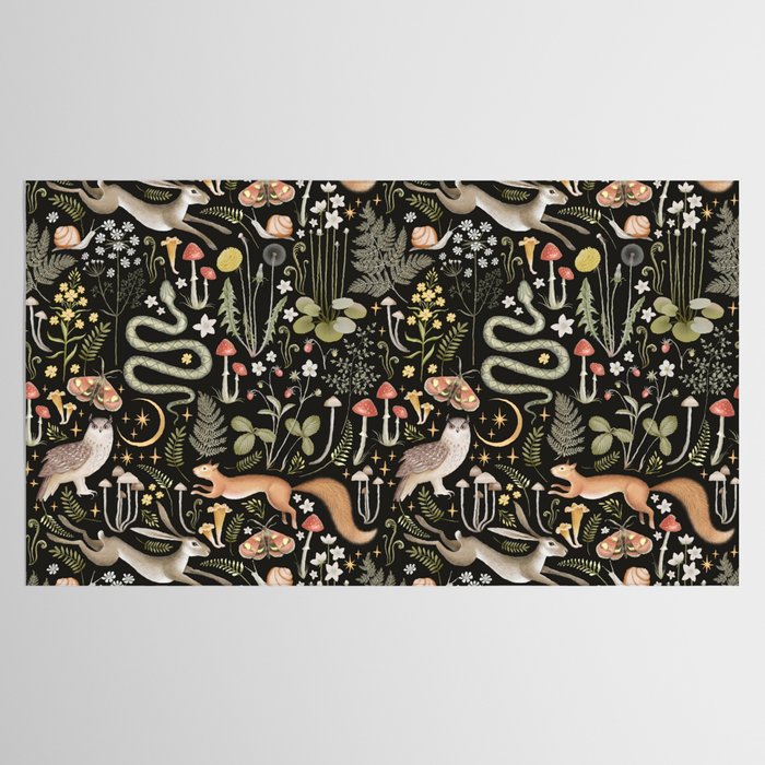 Enchanted Magical Midnight Forest Animals II Tablecloth Gallery Image 2