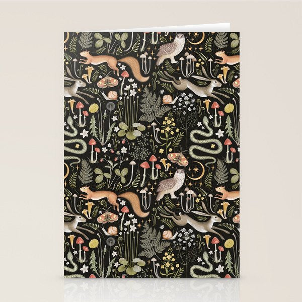 Enchanted Magical Midnight Forest Animals II Stationery Card Gallery Image 2