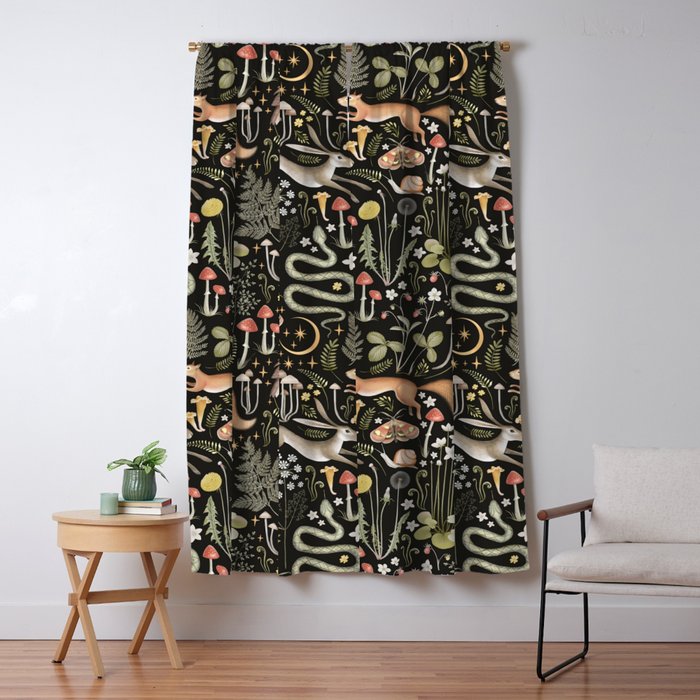Enchanted Magical Midnight Forest Animals II Window Curtain Gallery Image 5