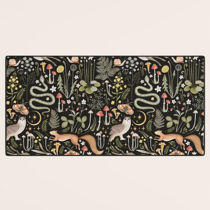 Enchanted Magical Midnight Forest Animals II Desk Mat Gallery Image 3