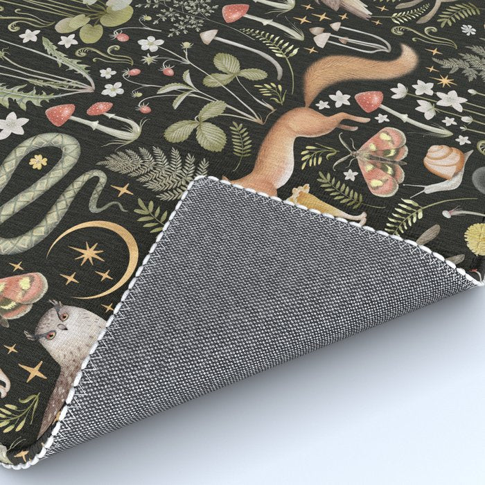 Enchanted Magical Midnight Forest Animals II Rug Gallery Image 4