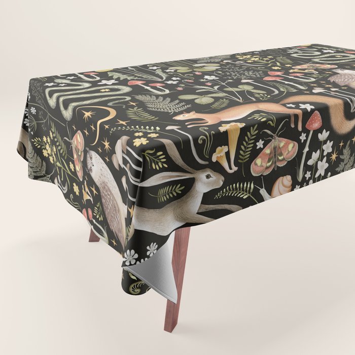Enchanted Magical Midnight Forest Animals II Tablecloth Gallery Image 1