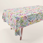 Wild Flowers Meadow Spring Garden Floral Watercolor Pink Tablecloth Gallery Image 1