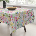 Wild Flowers Meadow Spring Garden Floral Watercolor Pink Tablecloth Gallery Image 3