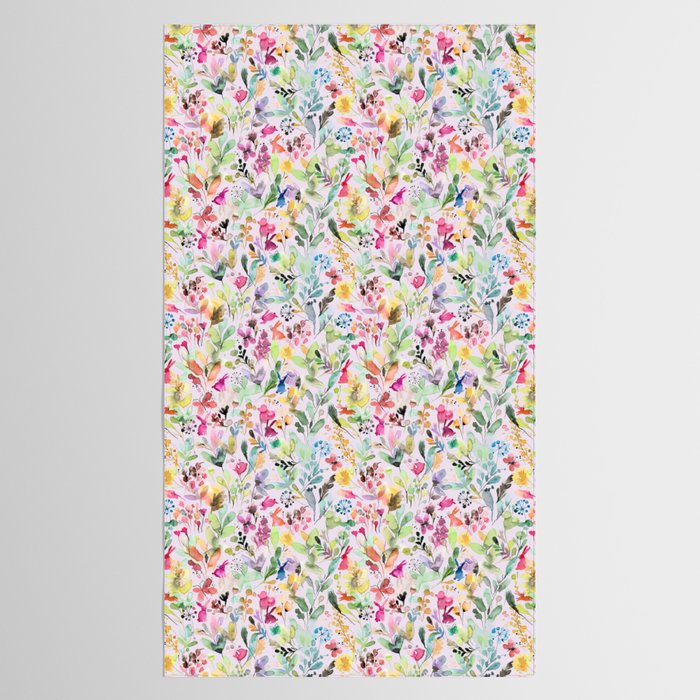 Wild Flowers Meadow Spring Garden Floral Watercolor Pink Tablecloth Gallery Image 2