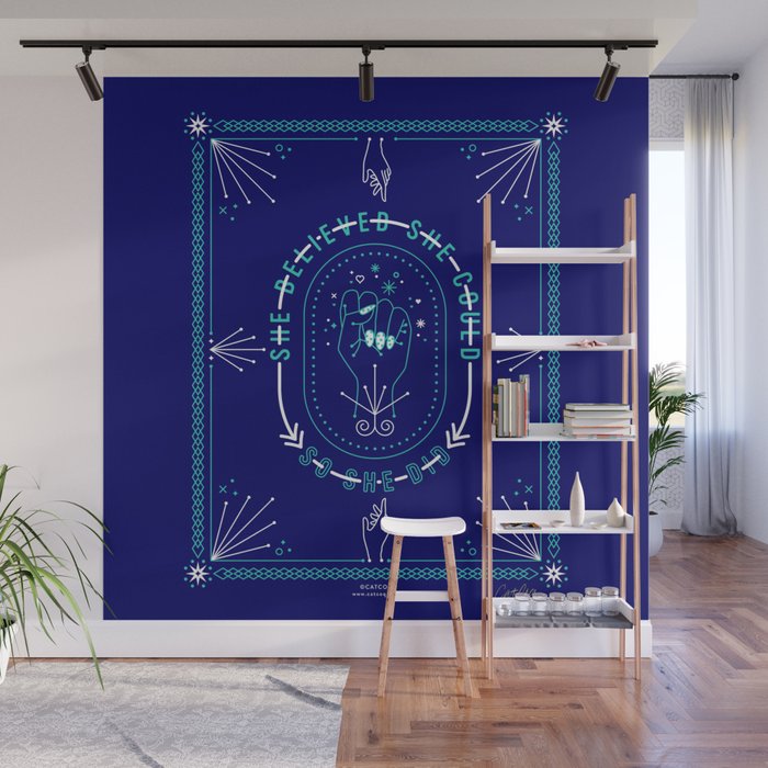 She Believed - Navy & Turquoise Palette Wall Mural Gallery Image 1
