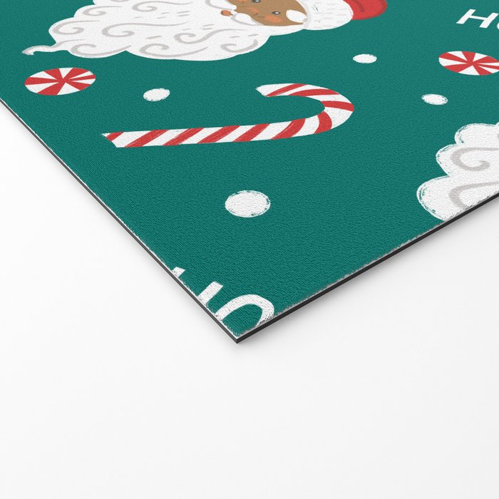 Peppermint Santas on Vivid Teal Welcome Mat Gallery Image 2
