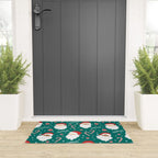 Peppermint Santas on Vivid Teal Welcome Mat Gallery Image 3