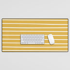 Colorful Stripes, Mustard Yellow and White, Abstract Art Desk Mat Gallery Image 1