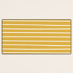 Colorful Stripes, Mustard Yellow and White, Abstract Art Desk Mat Gallery Image 3