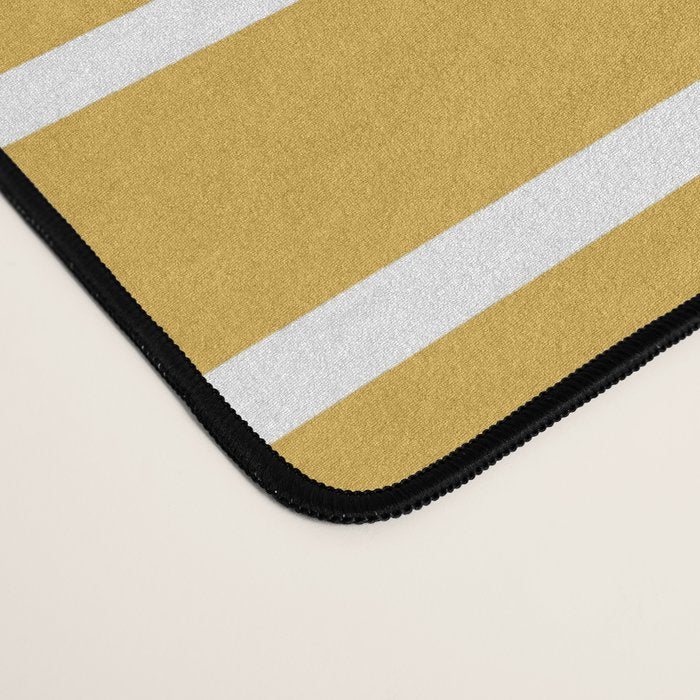 Colorful Stripes, Mustard Yellow and White, Abstract Art Desk Mat Gallery Image 4