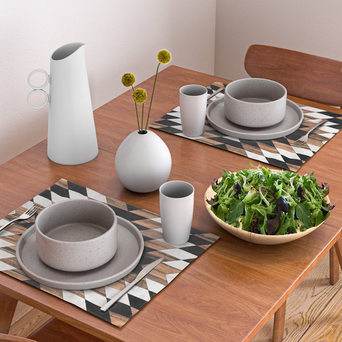 Urban Tribal Pattern No.13 - Aztec - Concrete and Wood Placemat Gallery Image 2