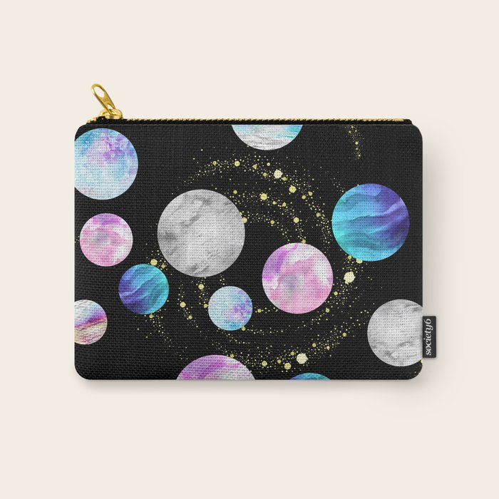 Outer Space: Planets, Galaxies, and Stars (watercolor and gold) Pattern Carry All Pouch Gallery Image 1