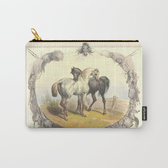 Arabian Horses - Equine Theme Vintage Illustration Carry All Pouch Gallery Image 1