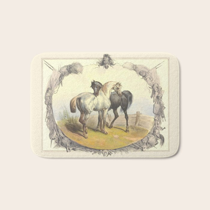 Arabian Horses - Equine Theme Vintage Illustration Bath Mat Gallery Image 1