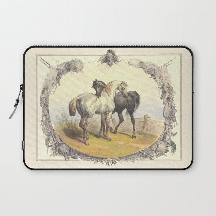 Arabian Horses - Equine Theme Vintage Illustration Laptop Sleeve Gallery Image 1