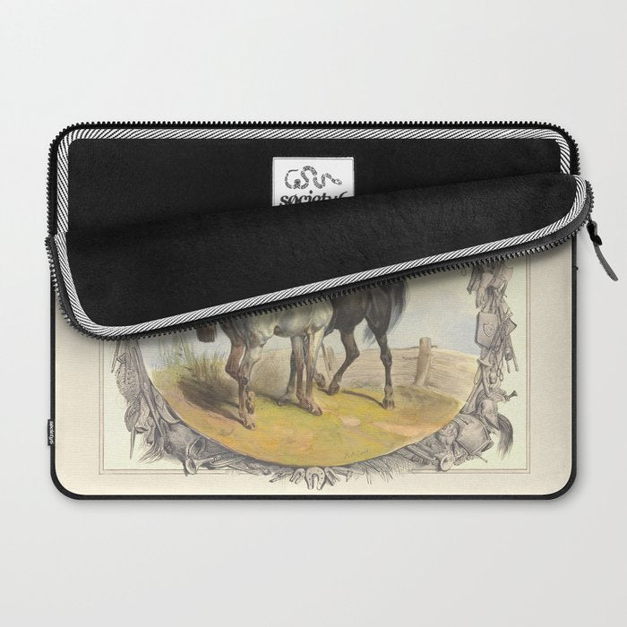 Arabian Horses - Equine Theme Vintage Illustration Laptop Sleeve Gallery Image 2