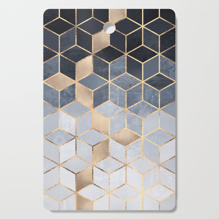 Soft Blue Gradient Cubes Cutting Board Gallery Image 1
