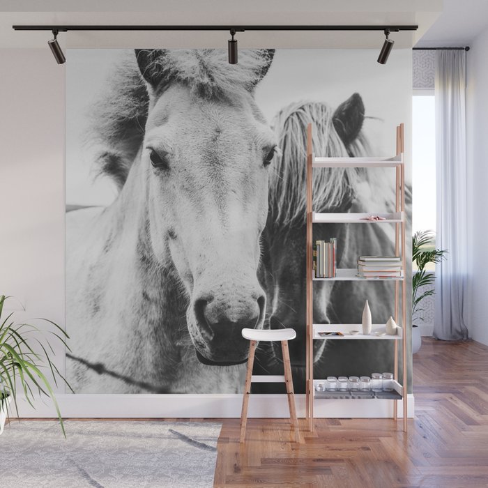Horses Black and White Wall Mural Gallery Image 1