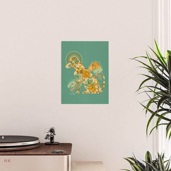 Porcelain Floral Dog - Mint & Ochre Poster Gallery Image 2
