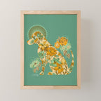 Porcelain Floral Dog - Mint & Ochre Mini Art Print Gallery Image 1